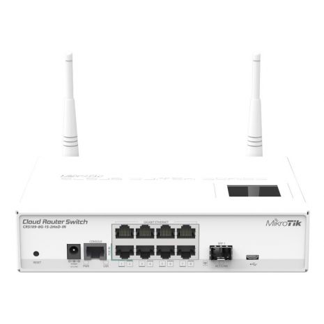 MikroTik Routerboard CRS109-8G-1S-2HnD-IN, 4dBi, 30dBm, 600MHz, 128MB, 2.4GHz, 8xGigabit, SFP, LCD, microUSB, L5