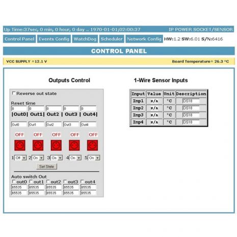 Tinycontrol IP Power Socket - 5 x EU type 230V outlets V2